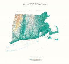 Massachusetts, Connecticut, Rhode Island Lithograph Map
